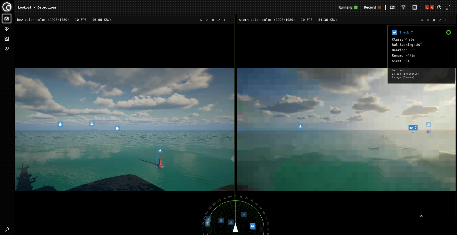 Dual camera installation in clear conditions